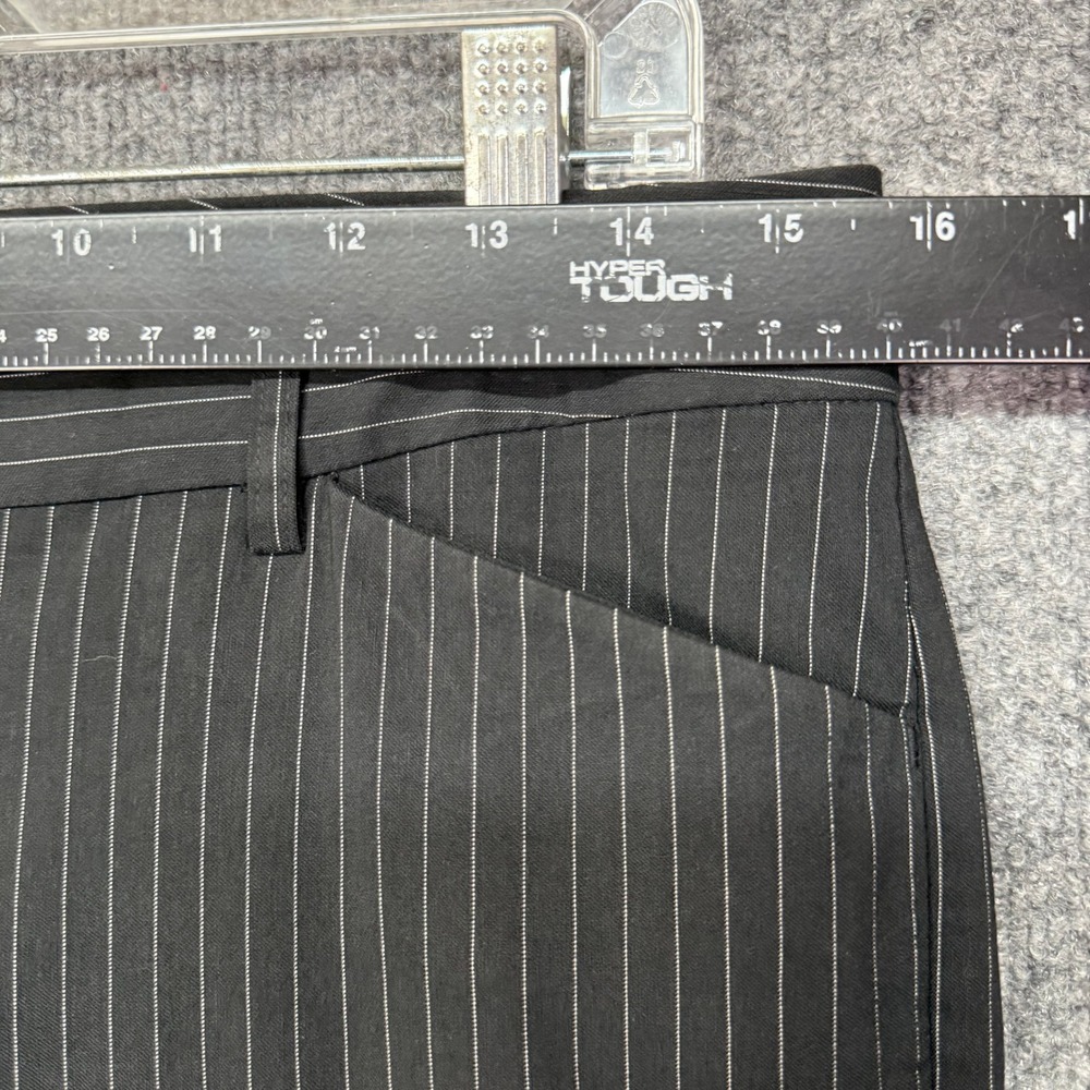 Express Design Studio Editor Pants Women 4R Black Pinstripe Flare Leg Workwear - Picture 7 of 14